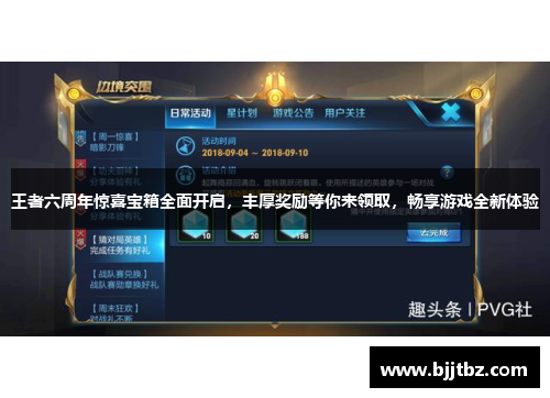 王者六周年惊喜宝箱全面开启，丰厚奖励等你来领取，畅享游戏全新体验