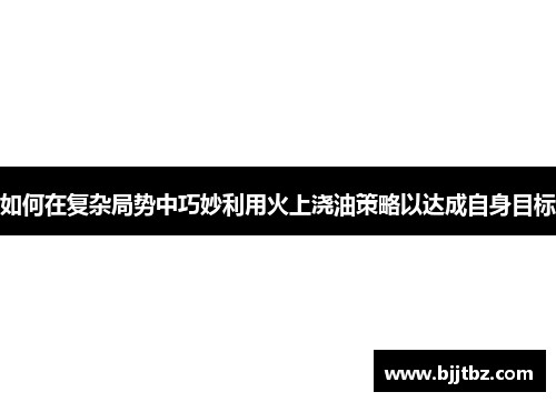 如何在复杂局势中巧妙利用火上浇油策略以达成自身目标