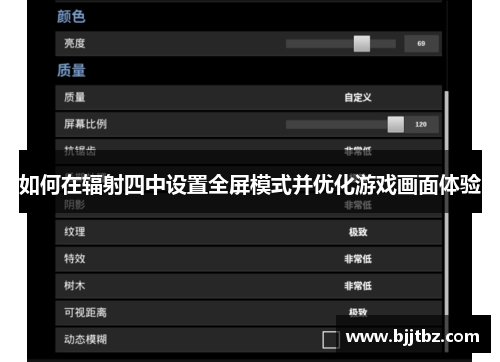 如何在辐射四中设置全屏模式并优化游戏画面体验